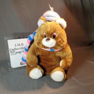 1984 Adorable Remarkable Bear Plush Snow Cap and Scarf Teddy Bear